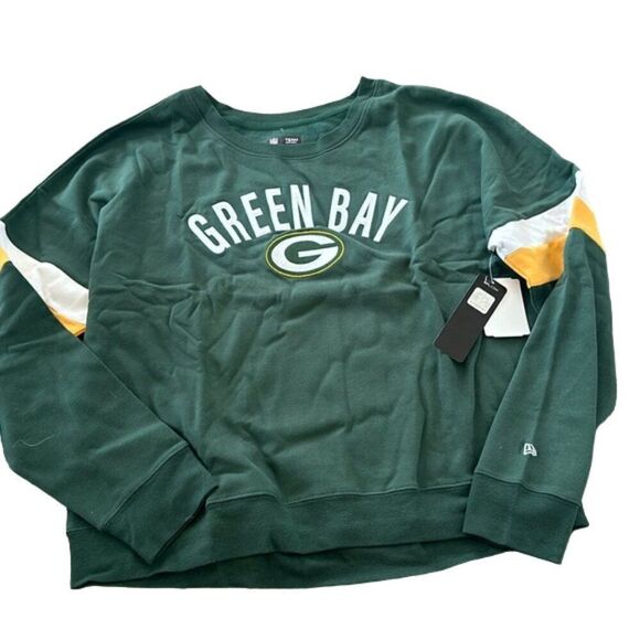 NFL Team Apparel Green Bay Packers Contrast Crew Neck Sweatshirt Women's Size S - Picture 1 of 3